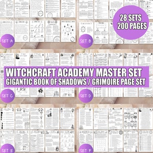 初心者向け魔術書の影のページ印刷可能セット | クリスタル、印章、ルーン石、ハーブ、タロットカードに関するベビーウィッチグリモアシート