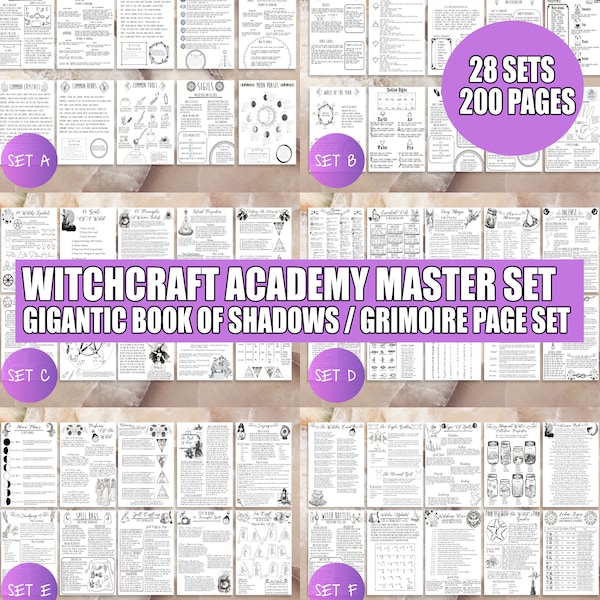 Beginner Witchcraft Book Of Shadows Pages Printable Set | Baby Witch Grimoire Sheets  On Crystals, Sigils, Rune Stones, Herbs, Tarot Cards