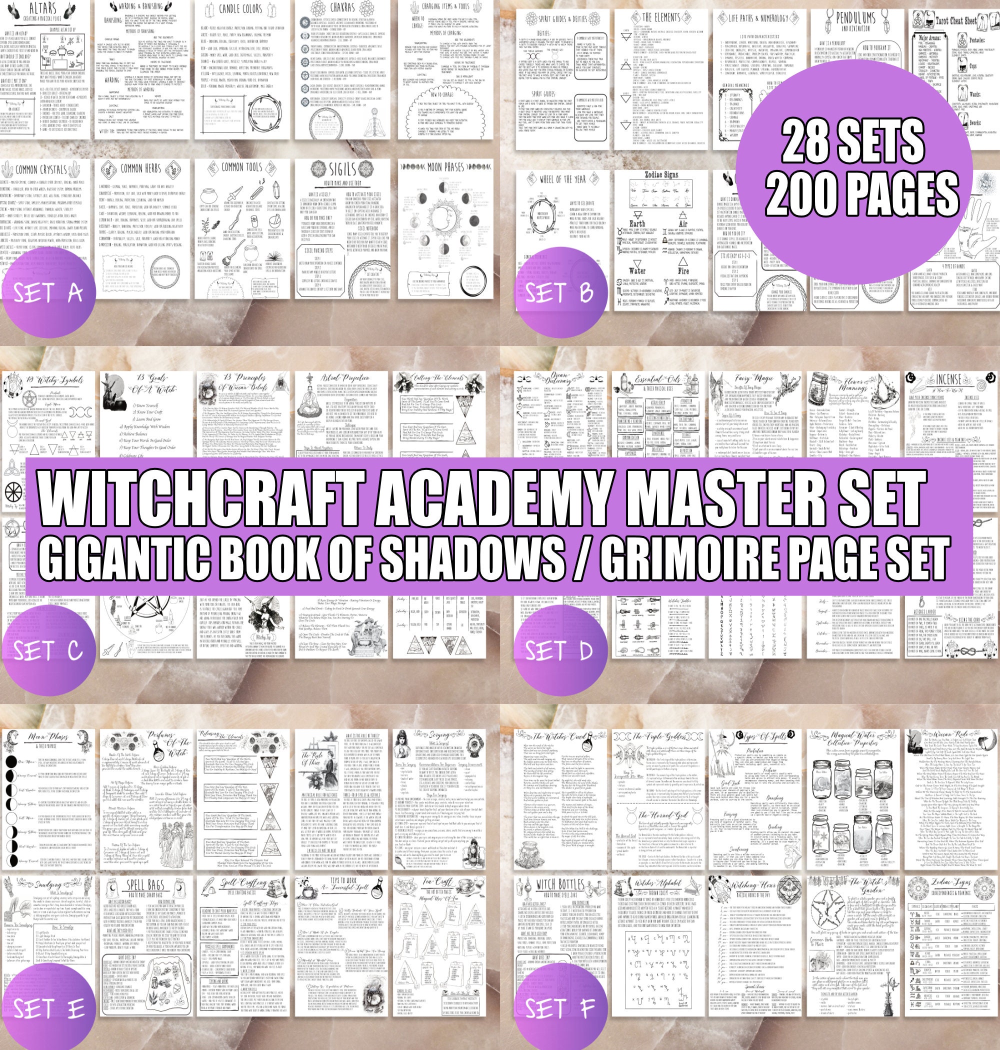 Beginner Witchcraft Book Of Shadows Pages Printable Set | Baby Witch Grimoire Sheets  On Crystals, Sigils, Rune Stones, Herbs, Tarot Cards