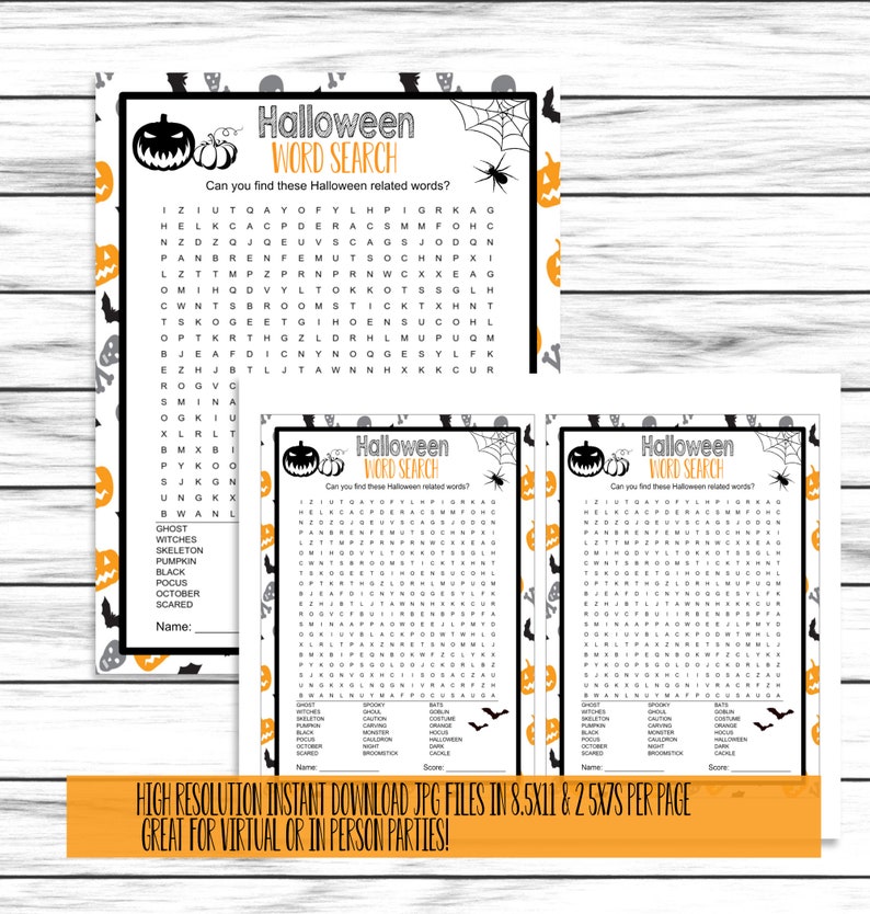 Halloween Party Games, Halloween Game Set, Trivia , Scattergories, Word Search, Family Games, Printable or Virtual Games, Instant Download image 7