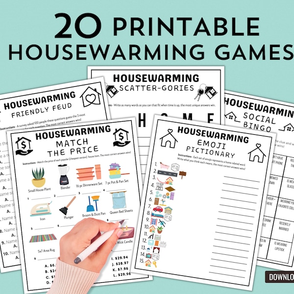 Printable Housewarming Party Games | New Home Game Bundle | Moving House Games | Housewarming Party Ideas | Housewarming Activities