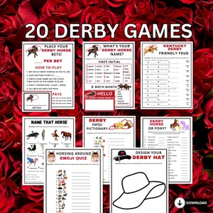 Printable Kentucky Derby Party Games With Answers | 20 Mega Derby Bundle Office Or Classroom Games For Kids Adults Seniors