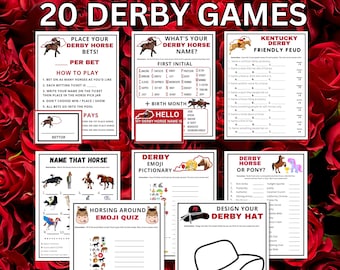 Printable Kentucky Derby Party Games With Answers | 20 Mega Derby Bundle Office Or Classroom Games For Kids Adults Seniors