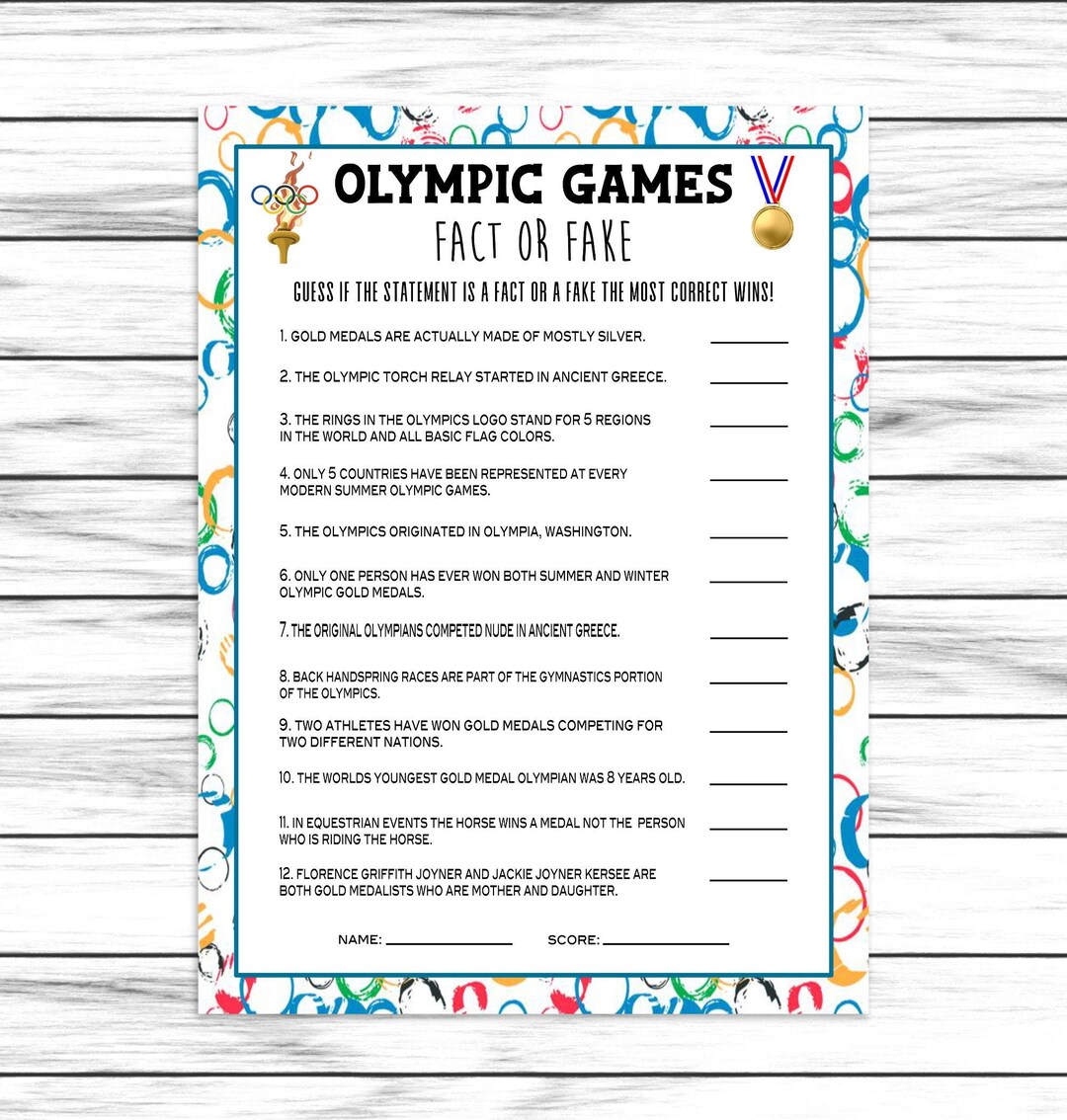 Winter Olympics Trivia Quiz Game Fact Or Fiction Olympic Etsy España