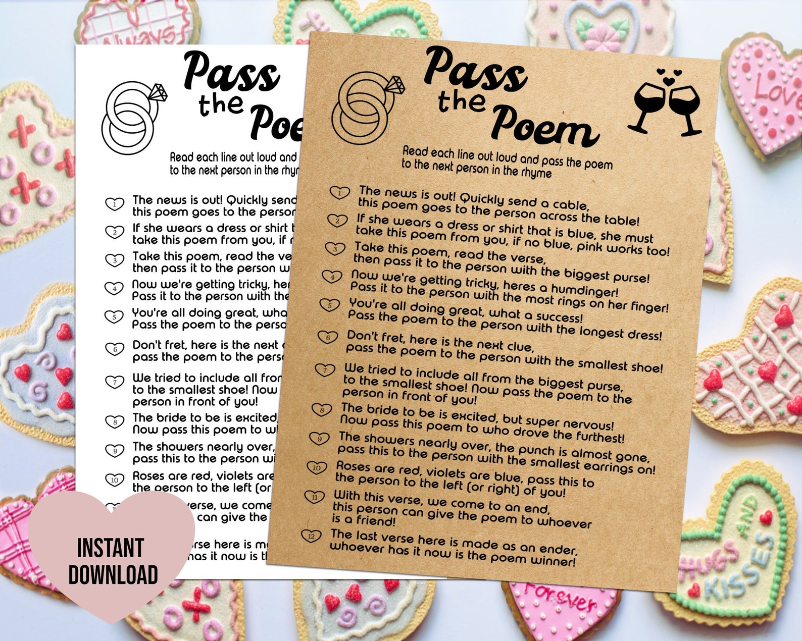 Pass the Poem Bridal Shower Printable Game Bachelorette Hens - Etsy