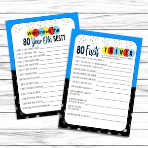 80er Geburtstag Spiele, Wie gut kennst du den 80 Jährigen, Geburtstag Fakten, 80er Geburtstag Party, 80er Geburtstag Dekor, Printable