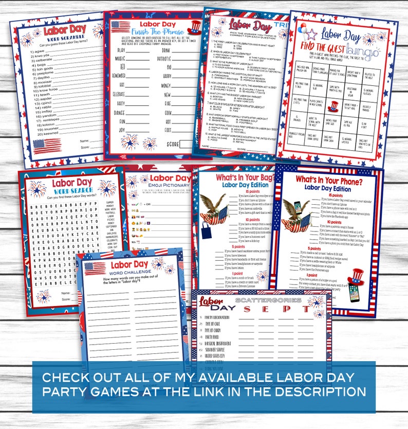 Labor Day Whats in Your Bag Party Game Purse Game for Etsy