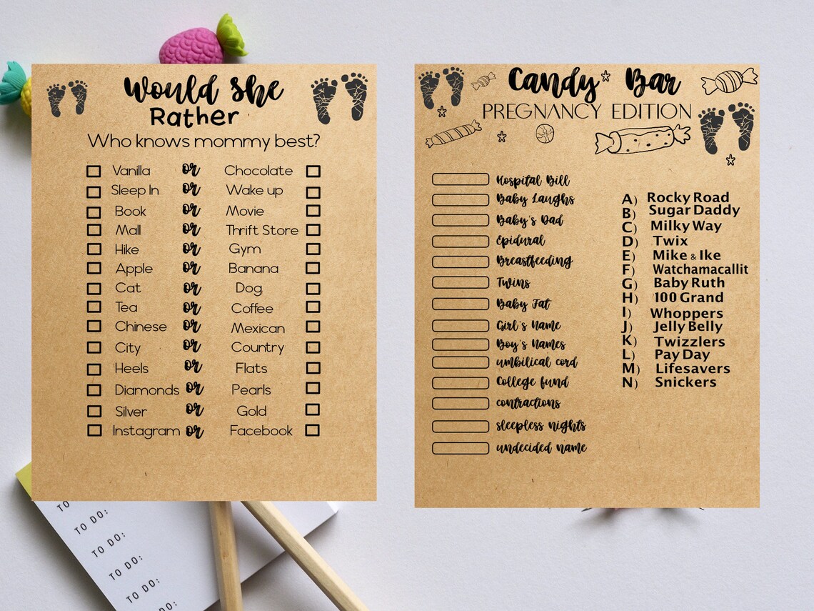 Baby Shower Games Set 10 Game Card Bundle Kraft Paper Baby Etsy