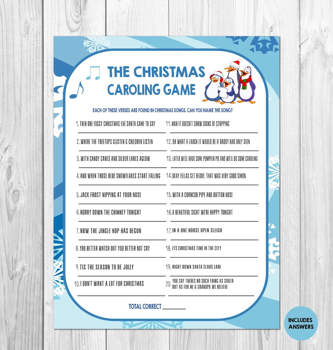 Christmas Song Carol Game, DIY Christmas Song Game, Printable Christmas