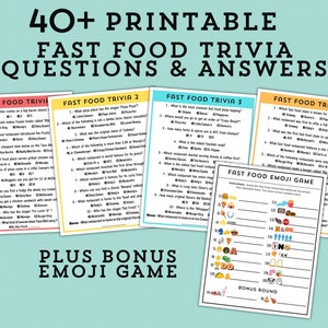 Pub Trivia Food Game Bundle | Printable Fast Food Trivia & Emoji ...
