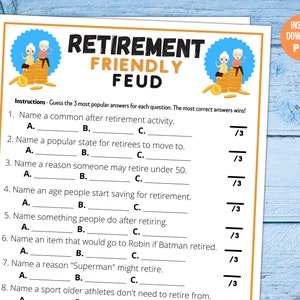 Retirement Party Game | Retirement Trivia Game | Fun Friendly Feud Retirement Party Quiz | Funny Work Game | Retiree Idea | Games for Adults