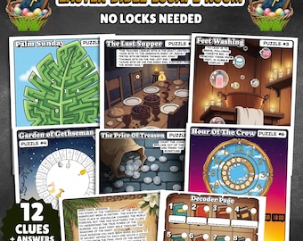Easter Bible Escape Room Printable | Resurrection Sunday School Game | Christian Scavenger Hunt for Kids & Adults Passion Week Activity PDF