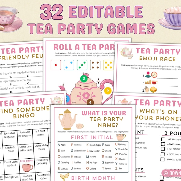 Tea Party Games - Etsy