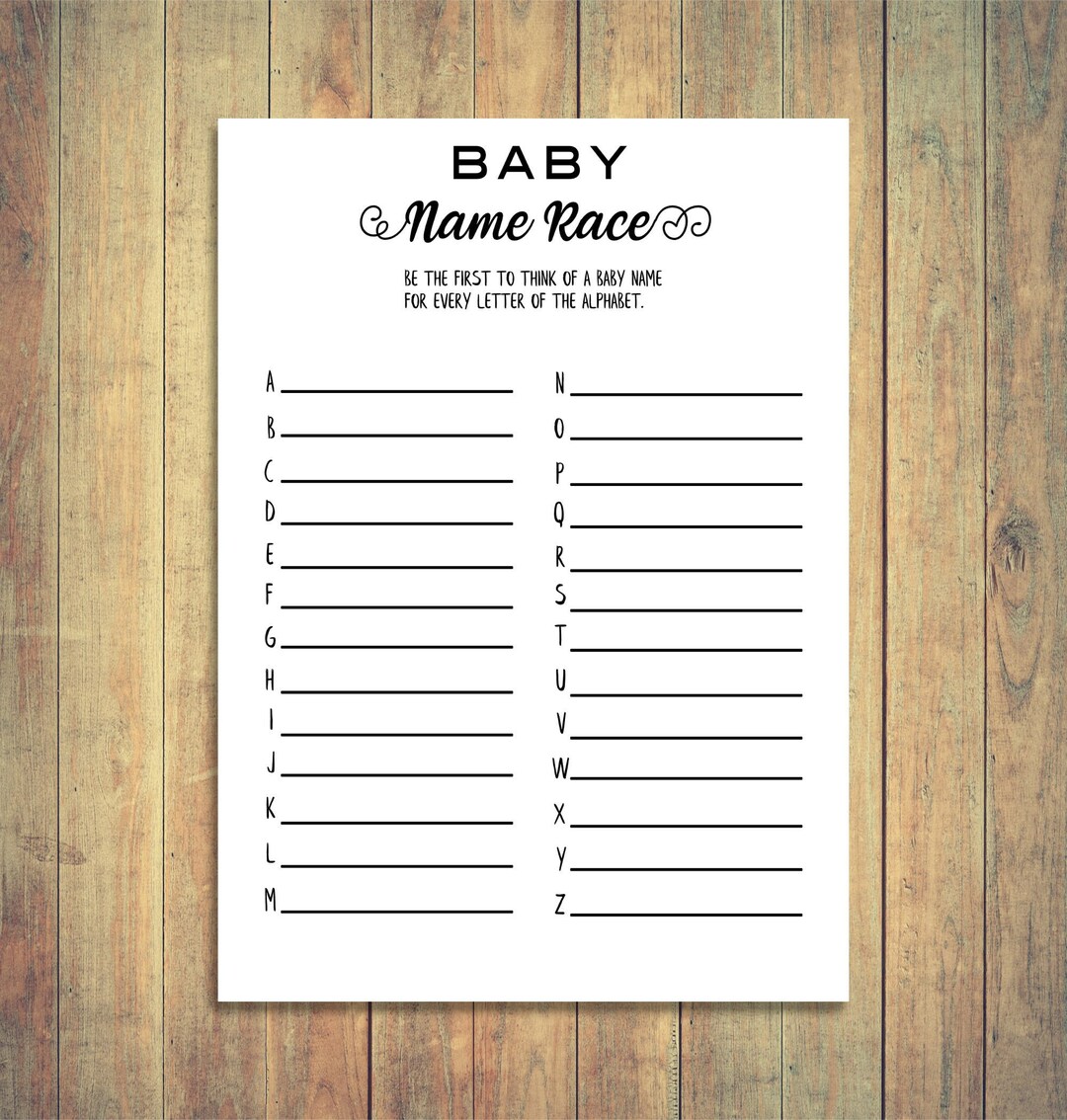 Baby Name Race Baby Shower Name Race Game Gender Neutral Etsy