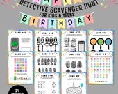 Birthday Detective Scavenger Hunt Older Kids | Teens Tweens Indoor Treasure Hunt Clues | Bday Gift Puzzle Game Find The Gift Printable