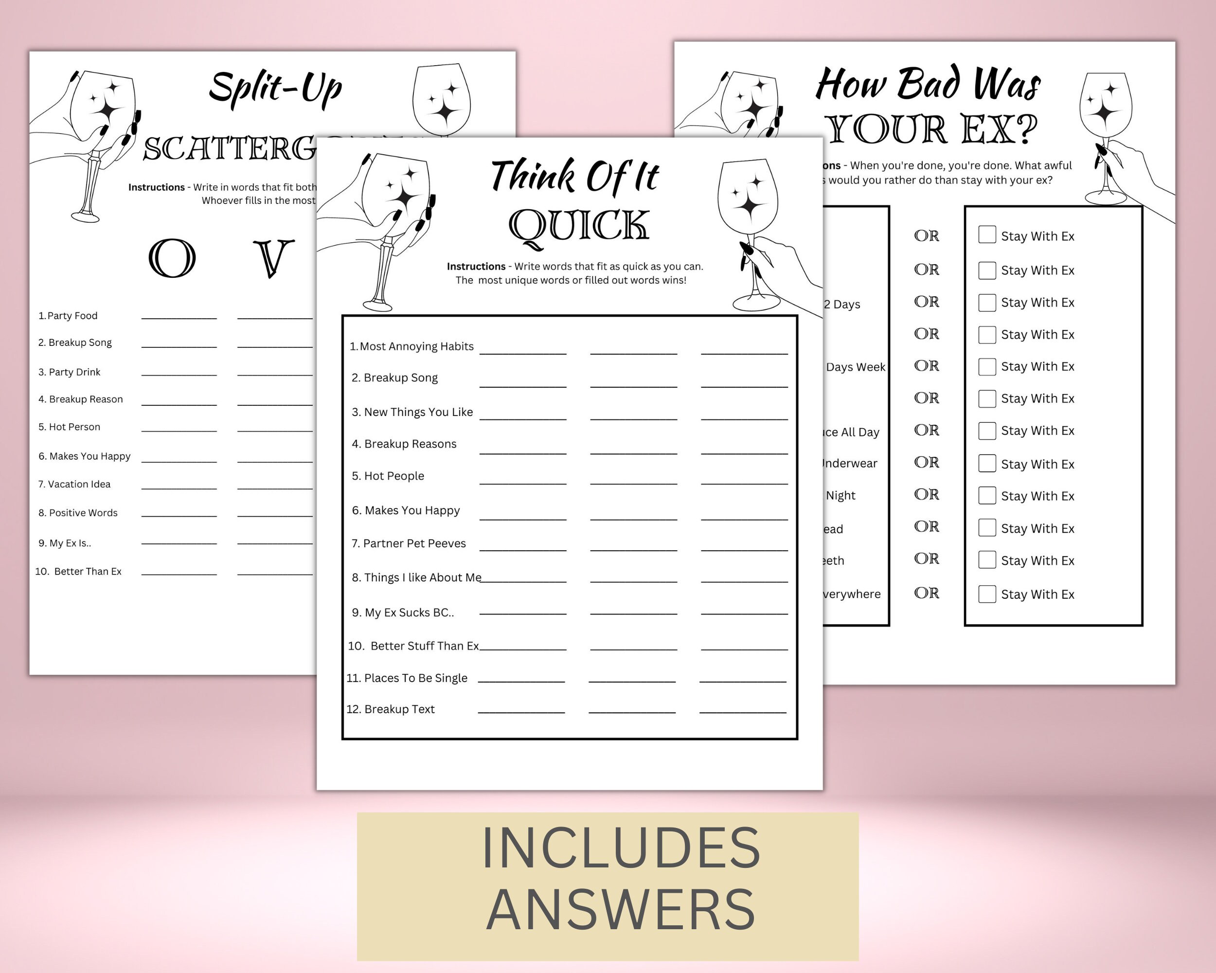Printable Divorce Party Games Bundle Breakup Celebration Etsy Australia