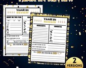2025 Year in Review Printable Game | New Years Eve Party Games for Adults & Kids | 2026 Resolutions Goals Activity | Time Capsule Keepsake