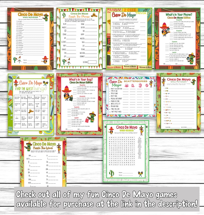 Cinco De Mayo Word Scramble Party Game Word Game For Adults | Etsy