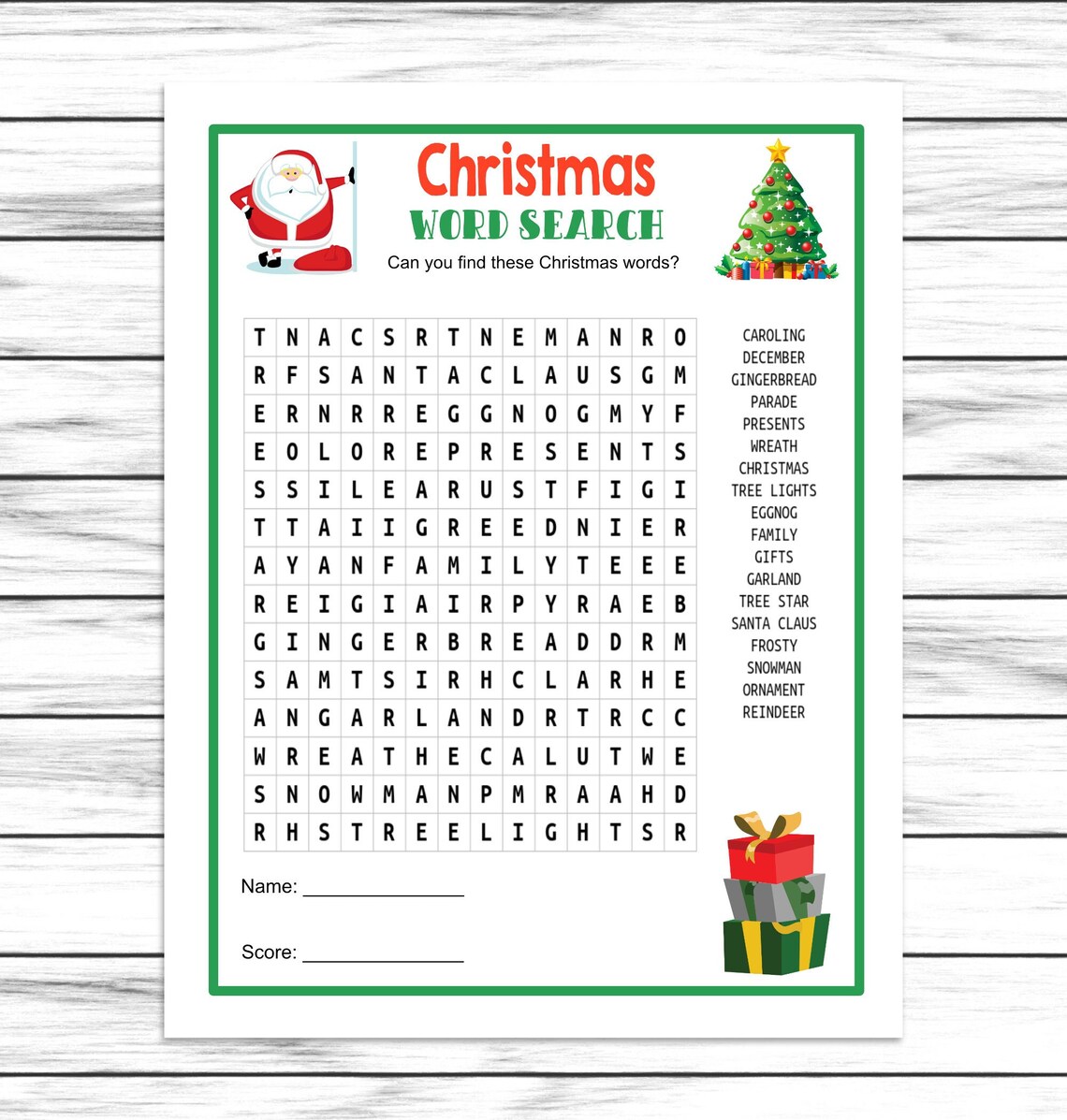 Christmas Word Search Game Printable or Virtual Holiday Party | Etsy