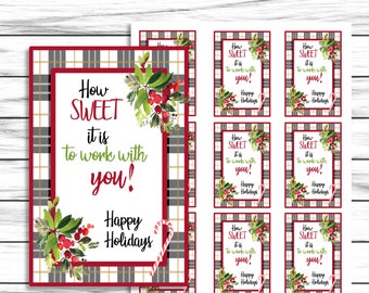 Christmas Holiday Staff Gift Printable Tag, Christmas Coworker Tag, Classic Tag, Employee Gift, Staff Boss Tag, Cookie Tag, Sweets Tag