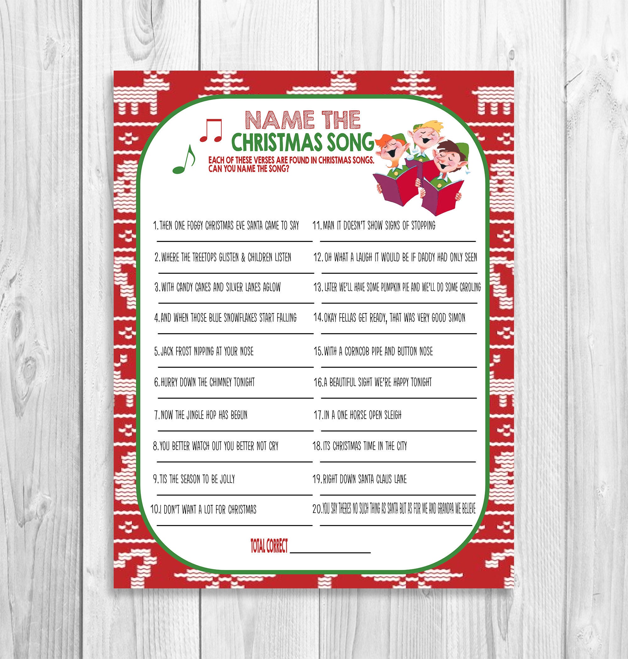 Christmas Game Christmas Songs Christmas Party Game Xmas | Etsy