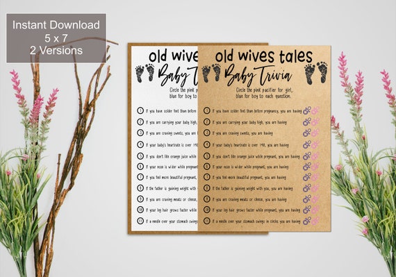Old Wives Tales Game for Baby Shower Printable Gender - Etsy