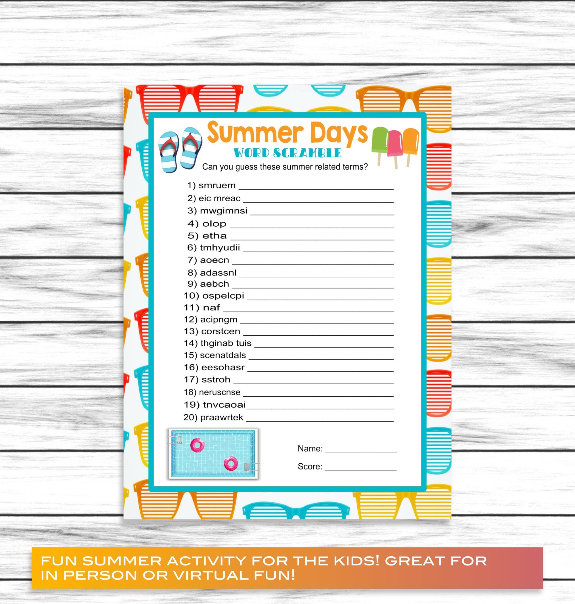 summer word scramble party game word game for adults kids etsy india