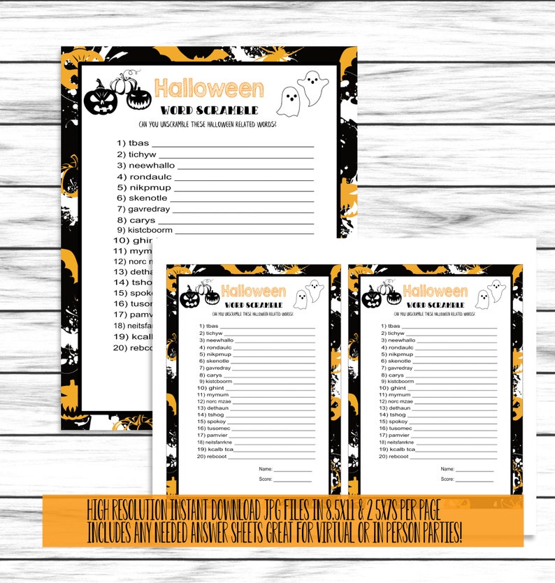 Halloween Party Games, Halloween Game Set, Trivia , Scattergories, Word Search, Family Games, Printable or Virtual Games, Instant Download image 8