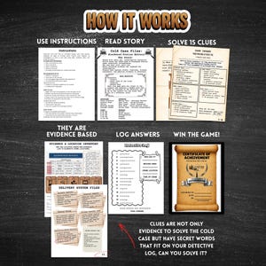 Detective train station murder mystery escape room printable cold case mystery game for teens & adults logic puzzle game night activity with 15  clues or puzzles, instructions, answers and certificate for win, great for ages 12 and up.