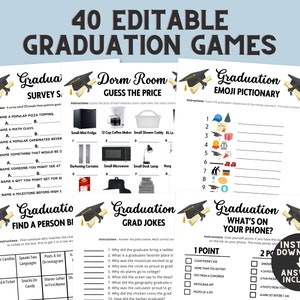 Graduation Party Editable Games Mega Bundle | Printable Adult Kids Graduate Activities | 2025 Graduation Class Games & Answers Templates