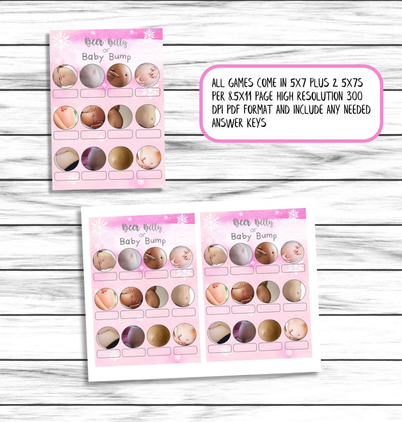 Labor or Beer or Baby Girls Baby Shower Games Bundle Pink Baby Its Cold Outside Snowflakes Winter Wonderland Printable