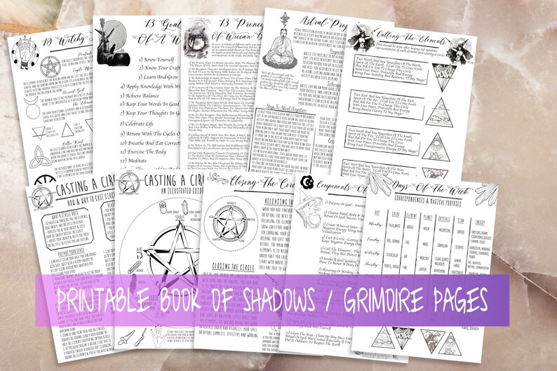 Witchcraft Basic Printable Grimoire Pages, Book of Shadows Pages ...