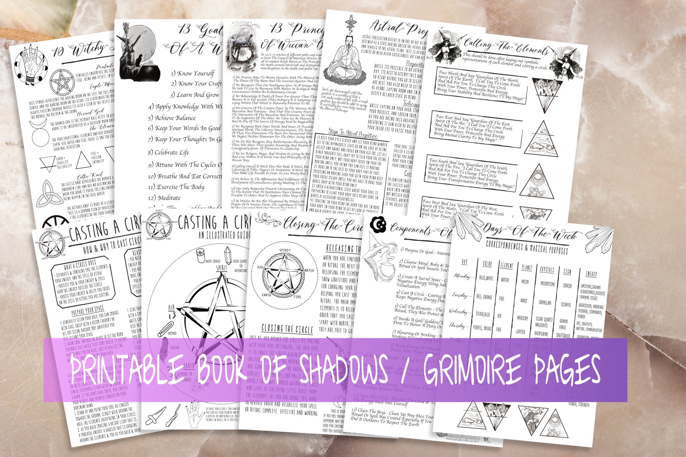 Witchcraft Basic Printable Grimoire Pages, Book of Shadows Pages ...