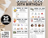 30th Birthday Games Born in 1996 | 25 Printable Adult Party Games | 1996 Trivia & Price is Right | Men or Women 30th Party Signs Decor