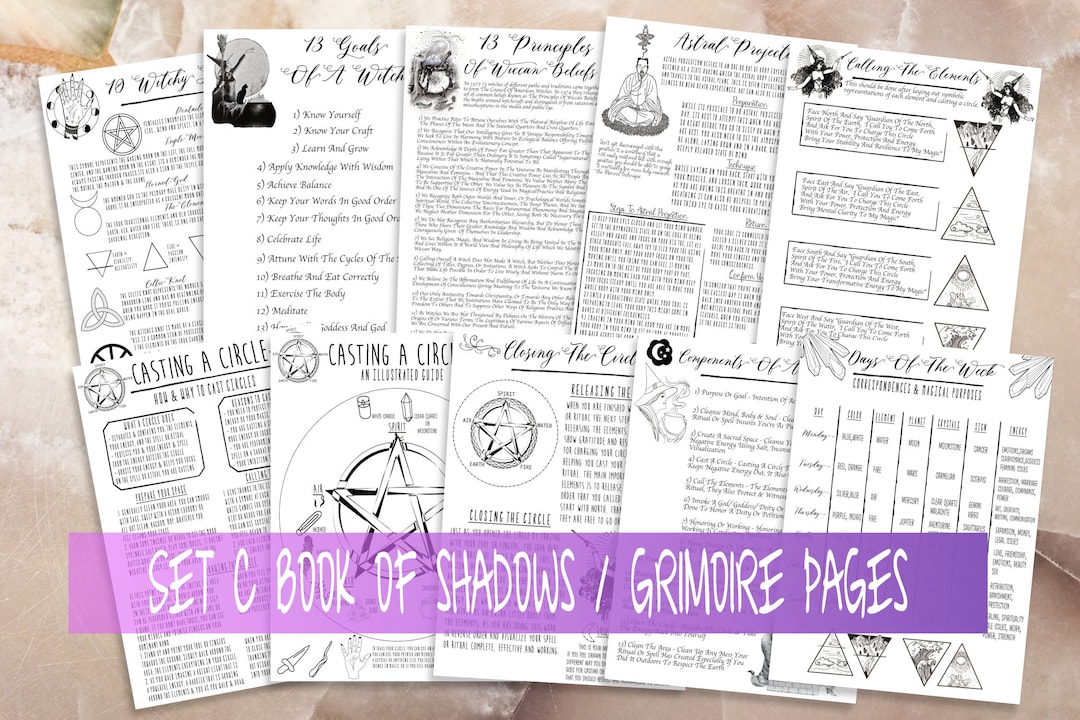 Witchcraft Basic Printable Grimoire Pages, Book of Shadows Pages ...