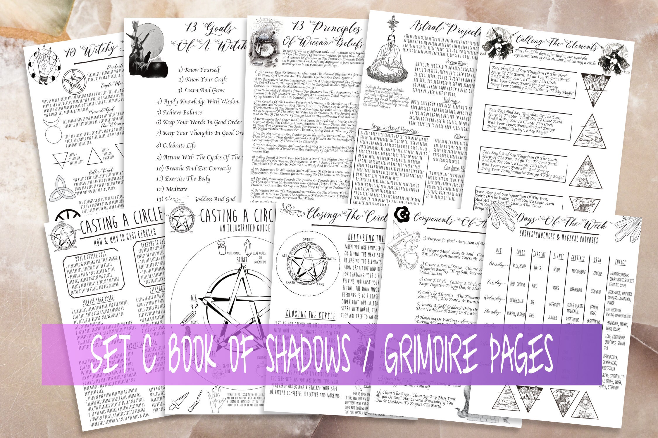 Witchcraft Basic Printable Grimoire Pages, Book of Shadows Pages ...