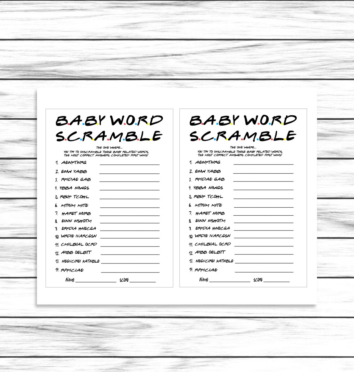 The One Where Baby Word Scramble Game Baby Scramble Game Fun Etsy