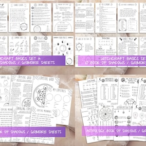 Utskrivbara sidor från nybörjarhäxkonsten i Skuggornas bok | Grimoire-ark för babyhäxor om kristaller, sigill, runstenar, örter och tarotkort bild 5