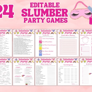 Printable Slumber Party Games Sleepover Activity Bundle Editable ...