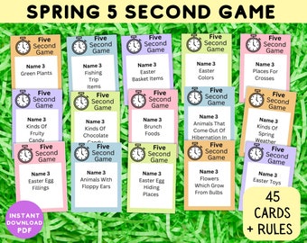 Printable Spring Think Fast Game | Easter Activity For Kids Adults | Fun Family Idea Classroom Work Seniors Party Trivia Group Icebreaker