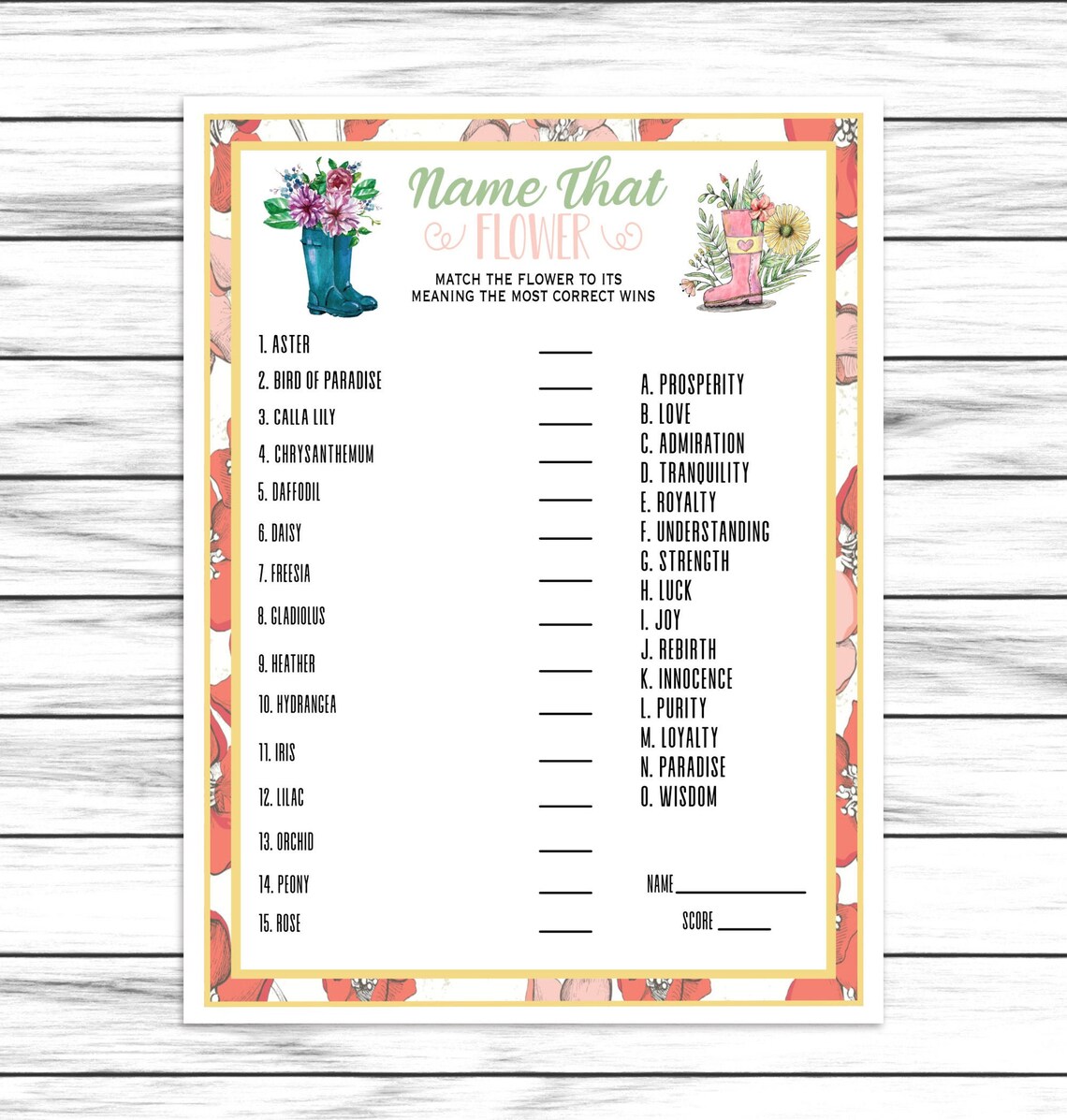 Spring Flower Trivia Game Spring Party Game Flower Game For Etsy
