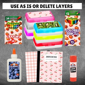 Drag and drop canva school supplies photo mockup template great for listings or displays easy to use with free or pro canva account simply sign in, drag and drop your own designs easily delete any items you don't need in layers and download and share to social media or for your etsy listings. Includes school glue, glue stick, composition book, crayons, colored pencils, and pencil case.