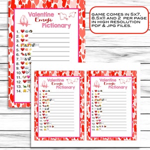 Valentines Day Emoji Pictionary, Emoji Game, Valentines Day Game, Valentine Game, Valentines Party Game, Adult Party Game image 2