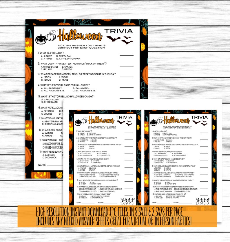 Halloween Party Games, Halloween Game Set, Trivia , Scattergories, Word Search, Family Games, Printable or Virtual Games, Instant Download image 6