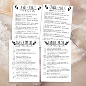 May include: Four printable sheets with instructions for candle magic. The sheets are titled "Candle Magic: Candle Colors & Uses" and "Candle Magic: Candle Flame Duration".