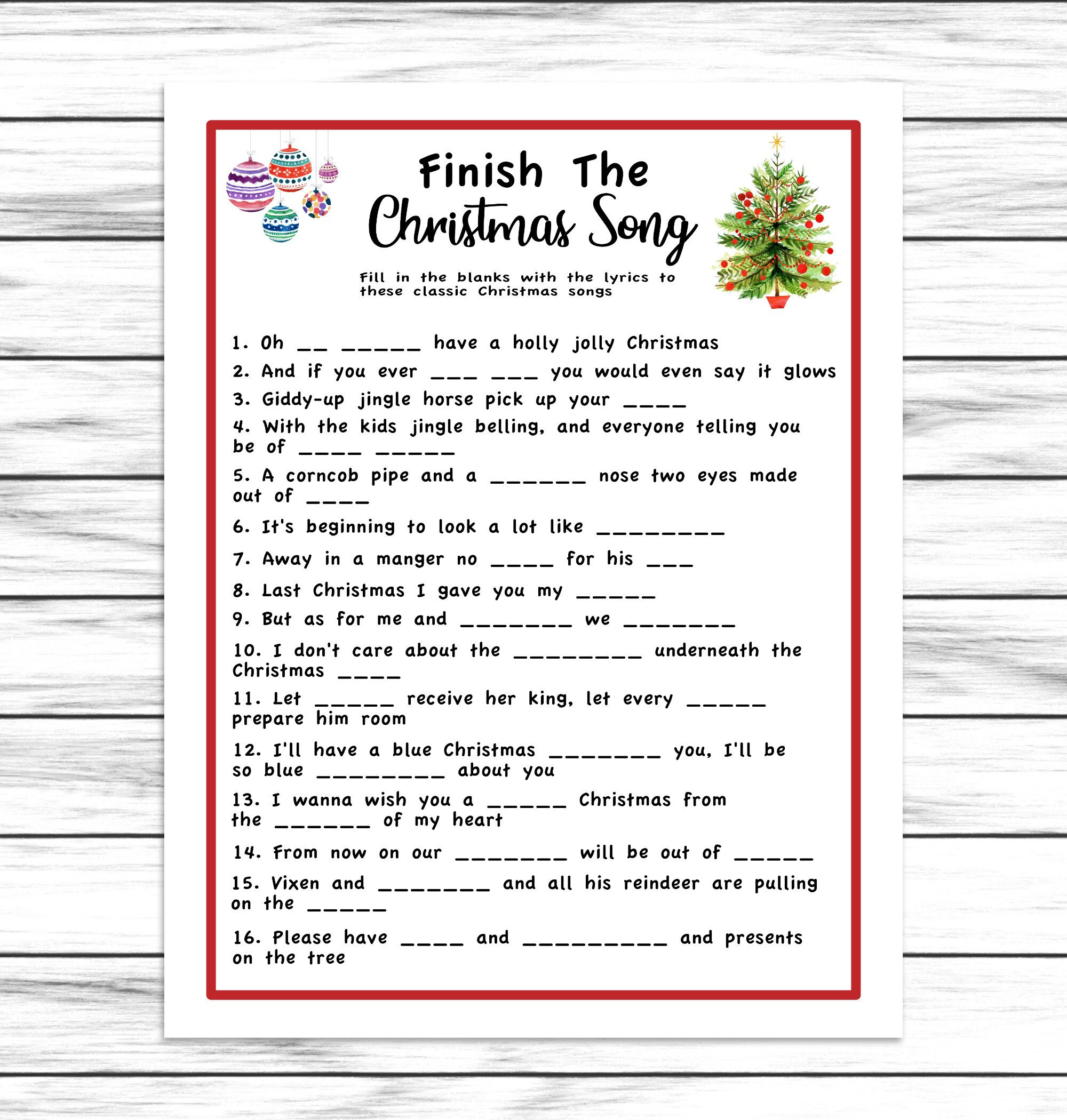 Finish the Lyrics Game Disney Edition + FREE Printable