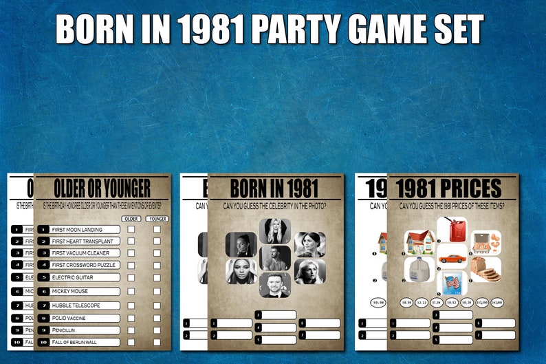 40th Birthday Party Games Born In 1981 1980s Trivia Games Etsy