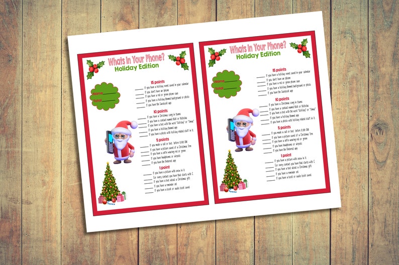 Christmas Game Whats In Your Phone Christmas Party Game | Etsy
