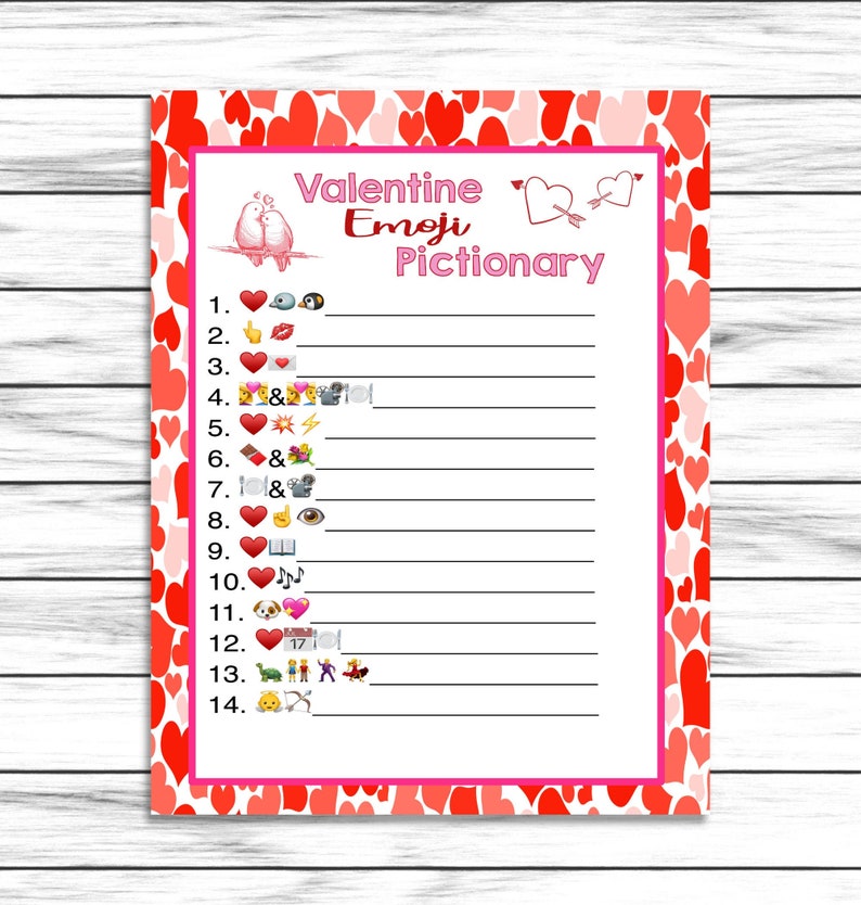 Valentines Day Emoji Pictionary, Emoji Game, Valentines Day Game, Valentine Game, Valentines Party Game, Adult Party Game image 1