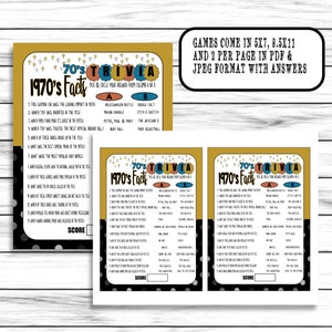 50th Anniversary Party Games, Adult Party Games, 50th Trivia Game, 1970 Anniversary Games, 70s Songs Trivia Game, Instant Download, 1970s image 5